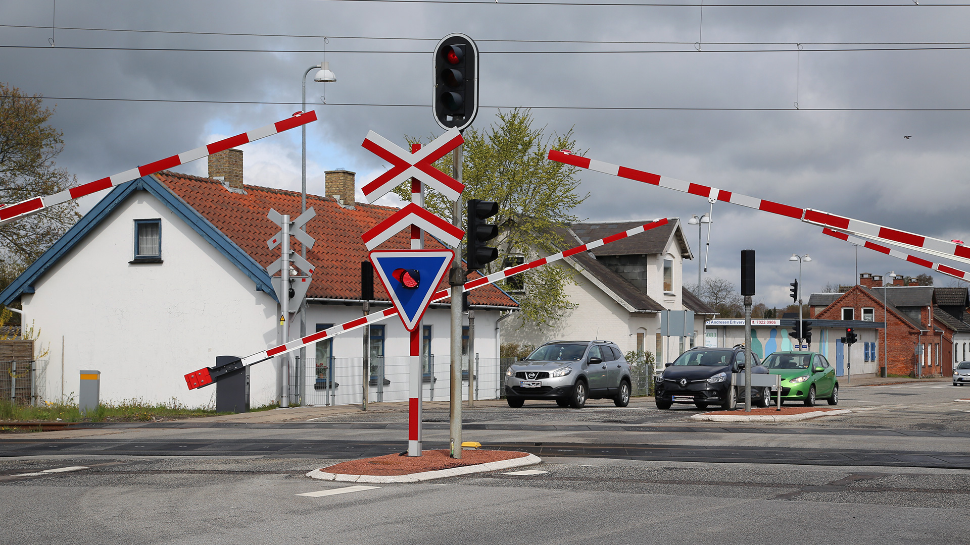 Nyt bomanlæg ved Haslev Station i forbindelse med det nye signalsystem.