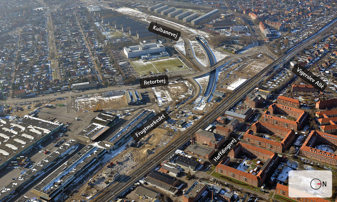 Luftfoto af Niveaufri udfletning i Valby
