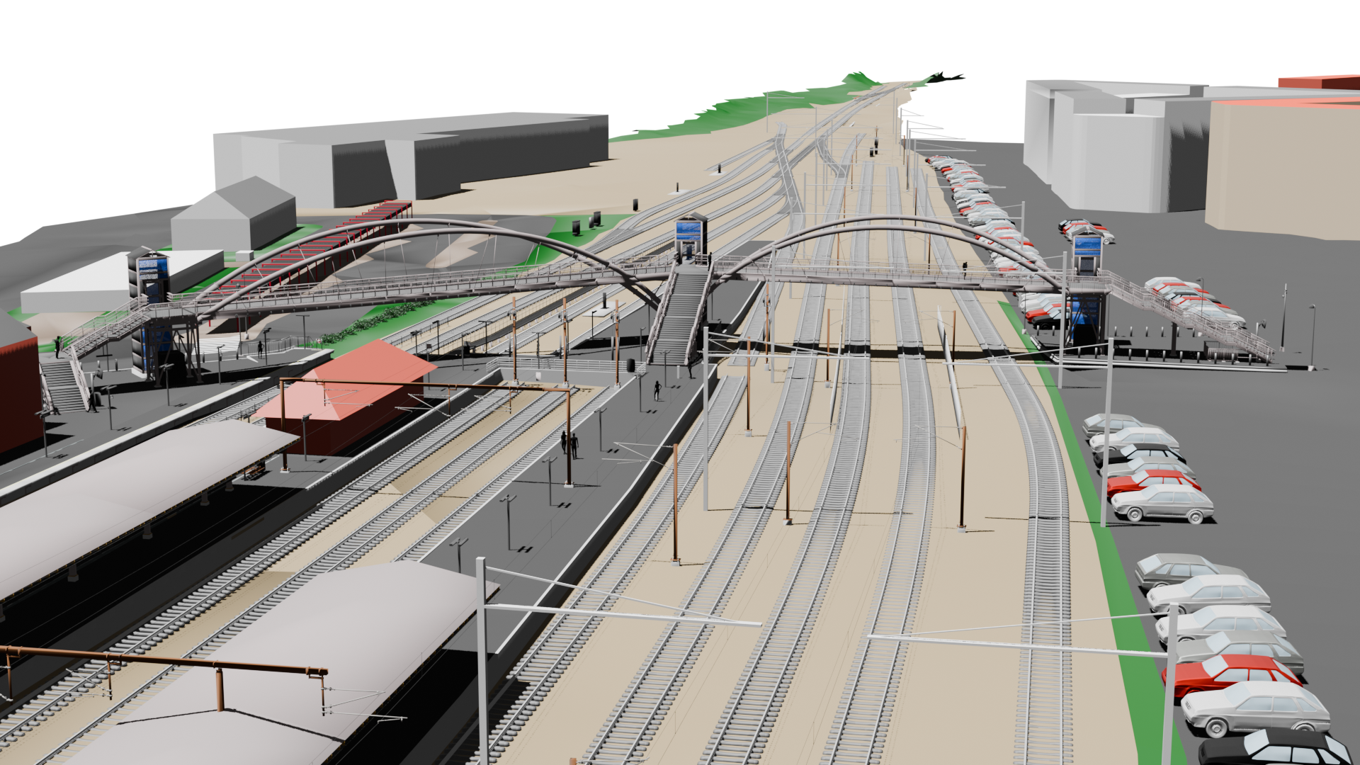 Visualisering af den kommende gangbro på Hillerød Station
