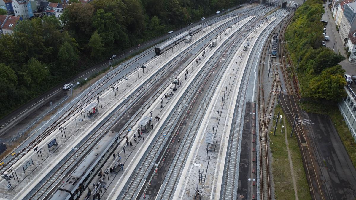 Aarhus Hovedbanegård set fra luften