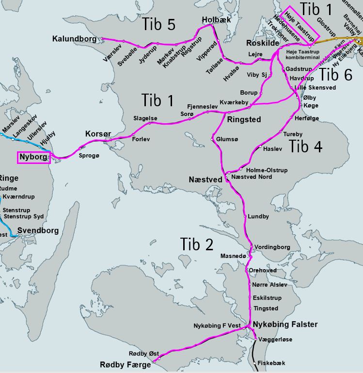 Dette billede viser, hvilke stationer og strækninger den lokale planlægger på Sjælland dækker